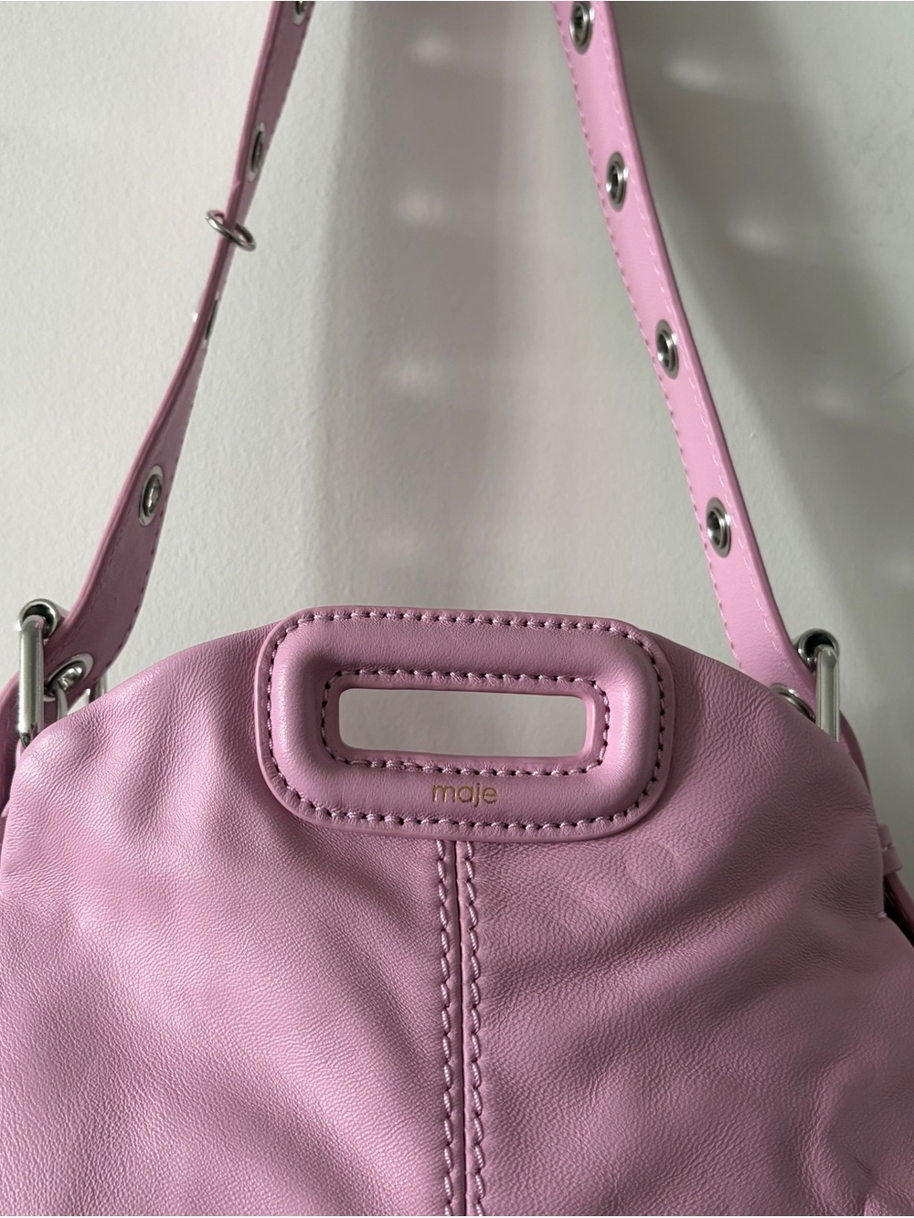 Maje Miss M Mini Pink Leather Bag - Picture 5 of 9